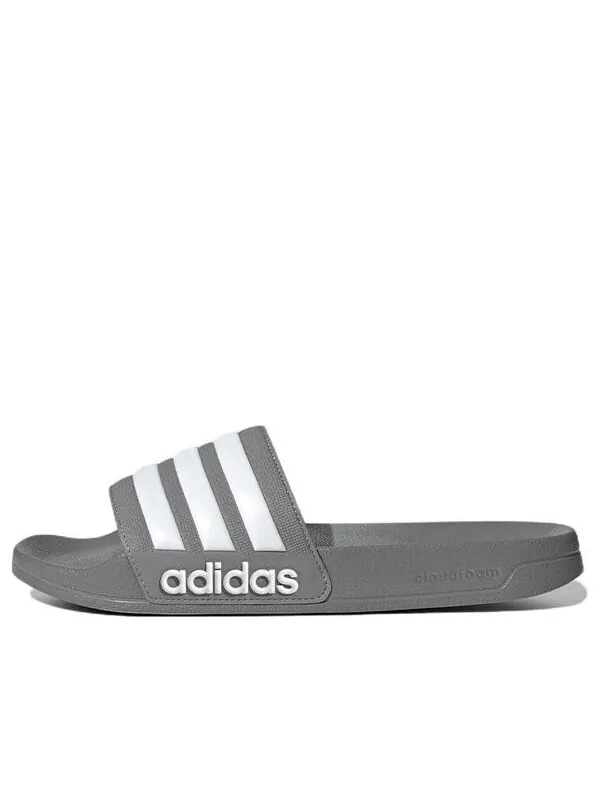 Тапочки adilette shower slides cozy wear-resistant gray slippers 'gray white' Adidas — изображение 1 из 4, серый/белый