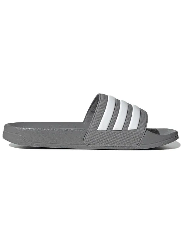 Тапочки adilette shower slides cozy wear-resistant gray slippers 'gray white' Adidas — изображение 2 из 4, серый/белый