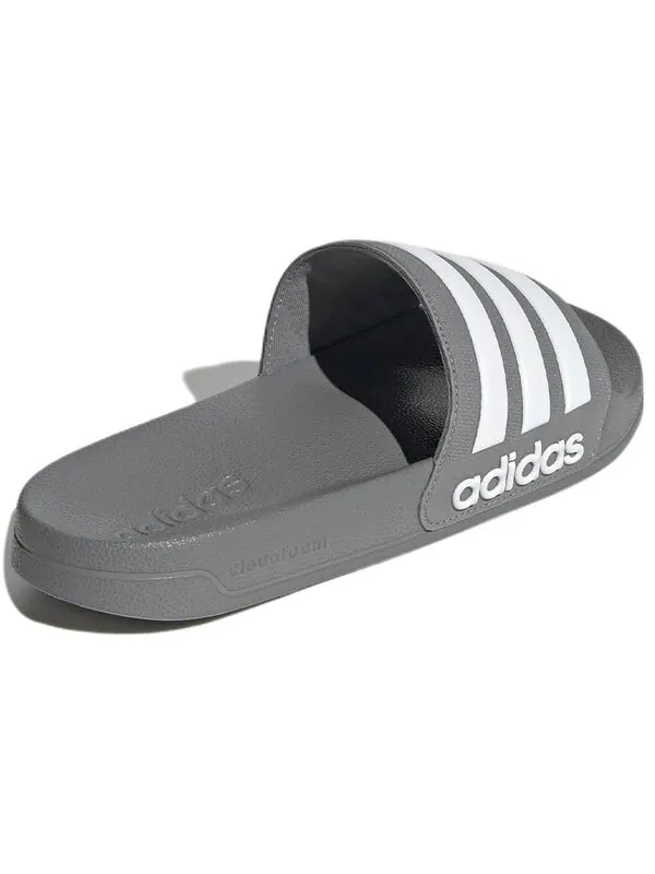 Тапочки adilette shower slides cozy wear-resistant gray slippers 'gray white' Adidas — изображение 4 из 4, серый/белый