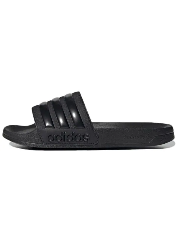 Тапочки adilette shower slide 'triple black' Adidas — изображение 2 из 4, черный