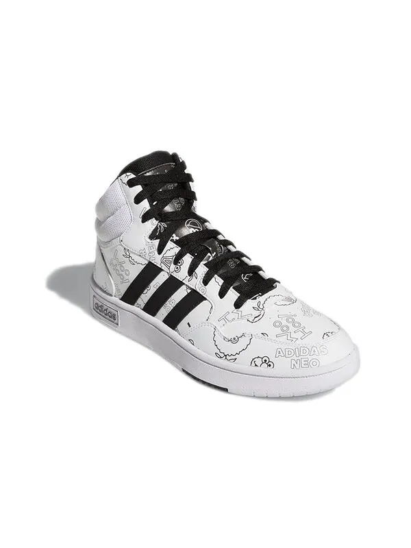 Кроссовки neo hoops 3.0 mid Adidas — изображение 3 из 4, белый/черный