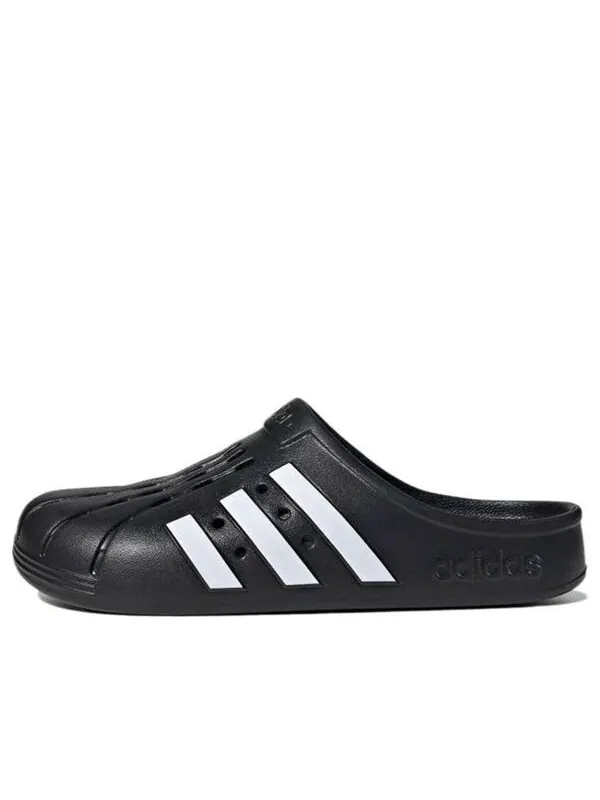 Тапочки adilette clog 'black white' Adidas — изображение 1 из 4, черный