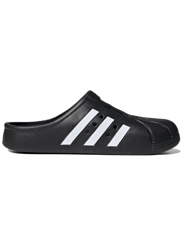 Тапочки adilette clog 'black white' Adidas — изображение 2 из 4, черный