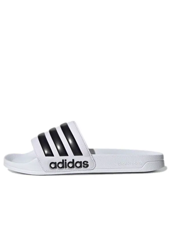Тапочки adilette shower slide 'white black' Adidas — изображение 1 из 4, белый/черный