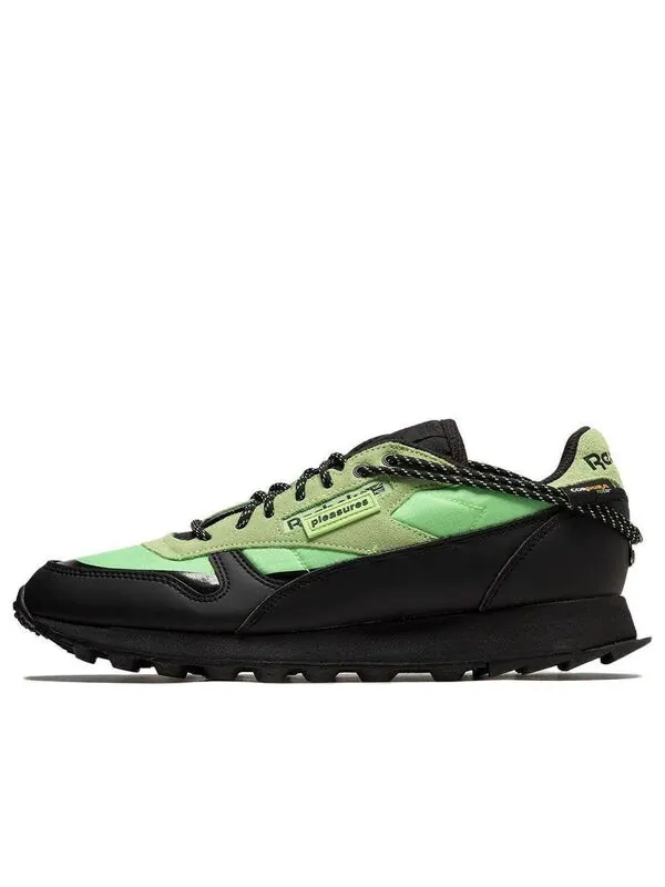Кроссовки classic leather trail x pleasure 'neon mint' Reebok — изображение 1 из 4, неоновый/черный/черный