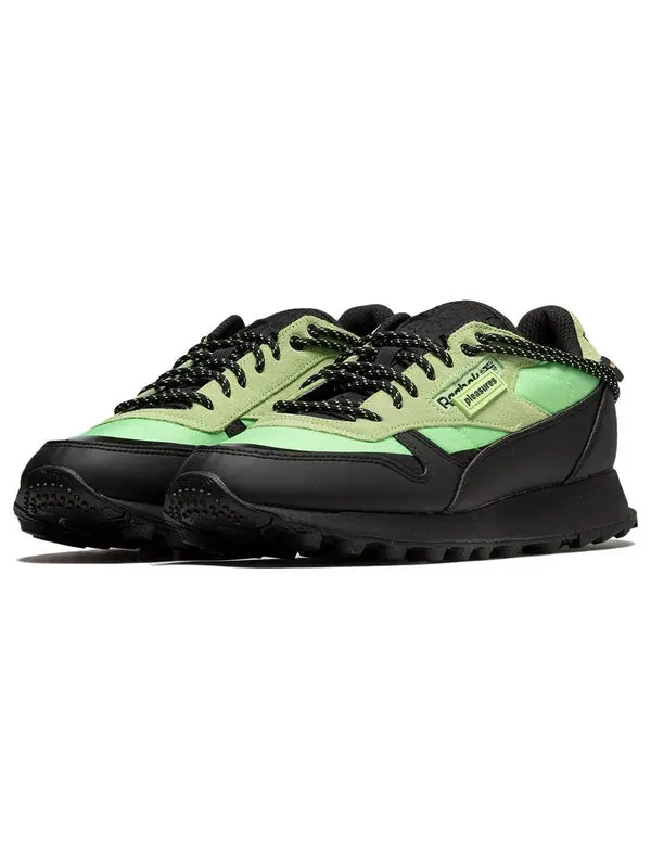 Кроссовки classic leather trail x pleasure 'neon mint' Reebok — изображение 4 из 4, неоновый/черный/черный
