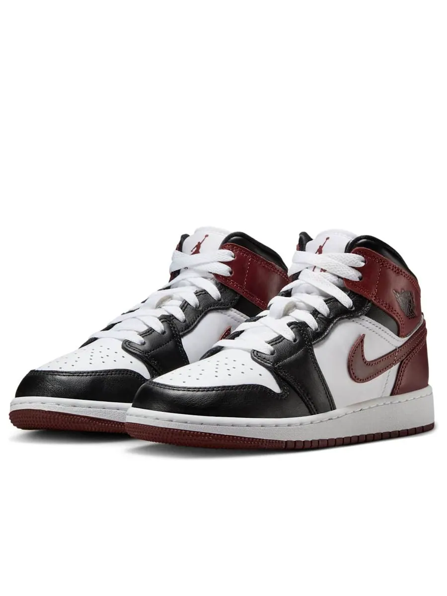Кроссовки (GS) Air Jordan 1 Mid SE 'Dark Pony' — изображение 3 из 6, белый