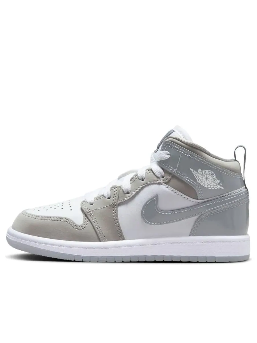 Кроссовки (PS) Air Jordan 1 Mid SE 'White Medium Grey Cool Grey' — изображение 1 из 6, белый