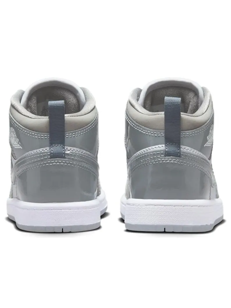 Кроссовки (PS) Air Jordan 1 Mid SE 'White Medium Grey Cool Grey' — изображение 5 из 6, белый