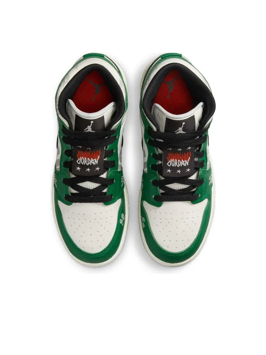 Кроссовки (GS) Air Jordan 1 Mid SE 'Pine Green' — изображение 4 из 6, зеленый