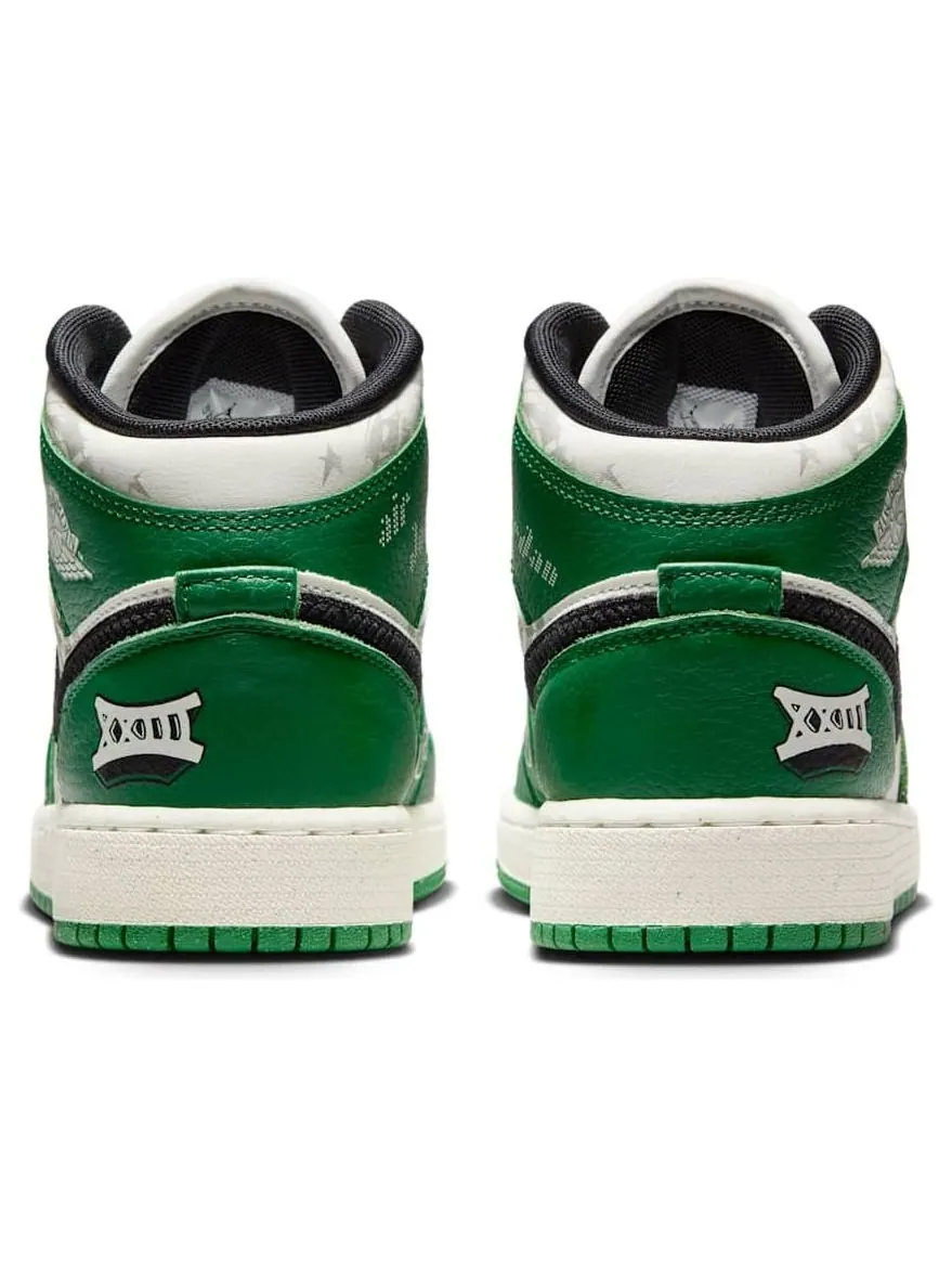 Кроссовки (GS) Air Jordan 1 Mid SE 'Pine Green' — изображение 5 из 6, зеленый