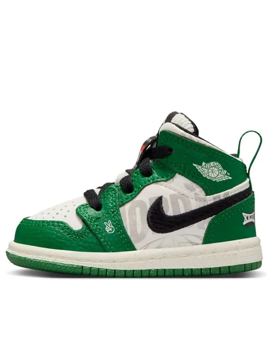 Кроссовки (TD) Air Jordan 1 Mid SE 'Overbranded' — изображение 1 из 6, зеленый