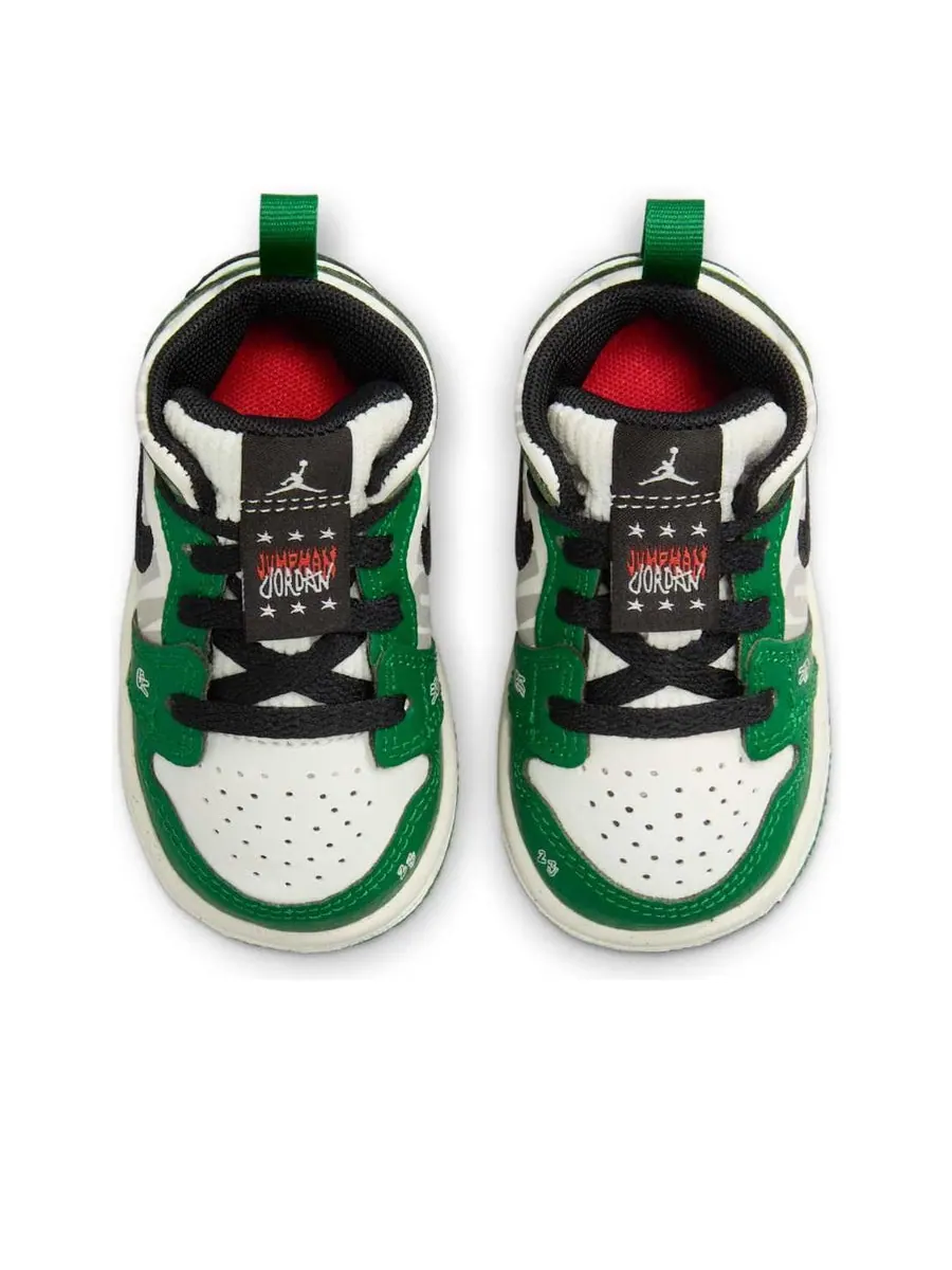 Кроссовки (TD) Air Jordan 1 Mid SE 'Overbranded' — изображение 4 из 6, зеленый