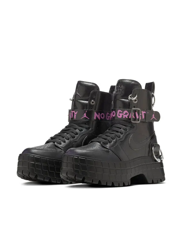Кроссовки 1 высокие бруклин Air Jordan — изображение 3 из 4, черный/фиолетовый/черный