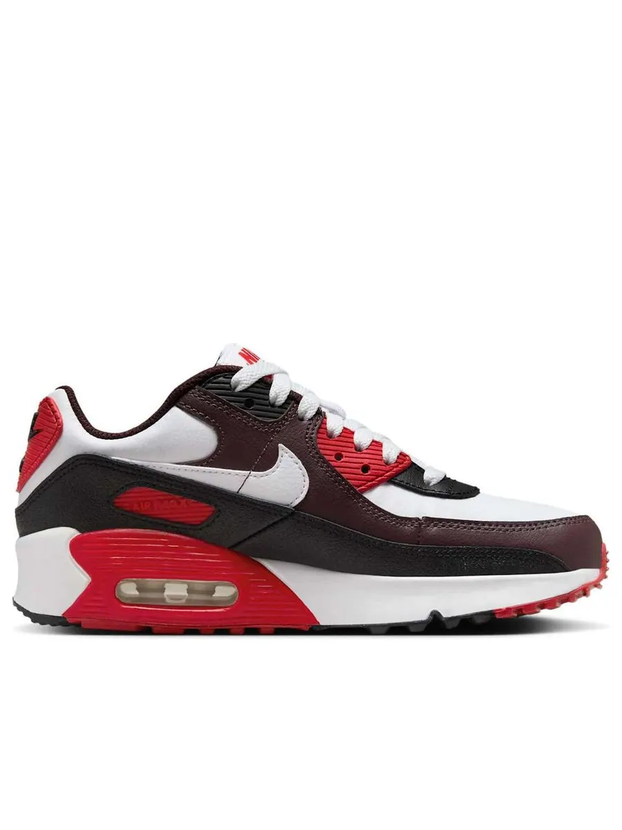 Кроссовки (GS) Nike Air Max 90 'Burgundy Crush Black University Red White' — изображение 2 из 6, белый
