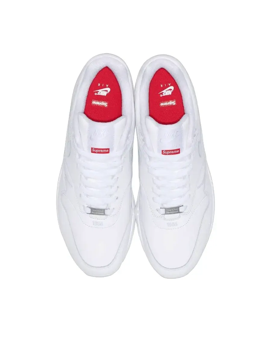 Кроссовки Nike x Supreme Air Max 1 ‘87 'Triple White' — изображение 2 из 3, белый