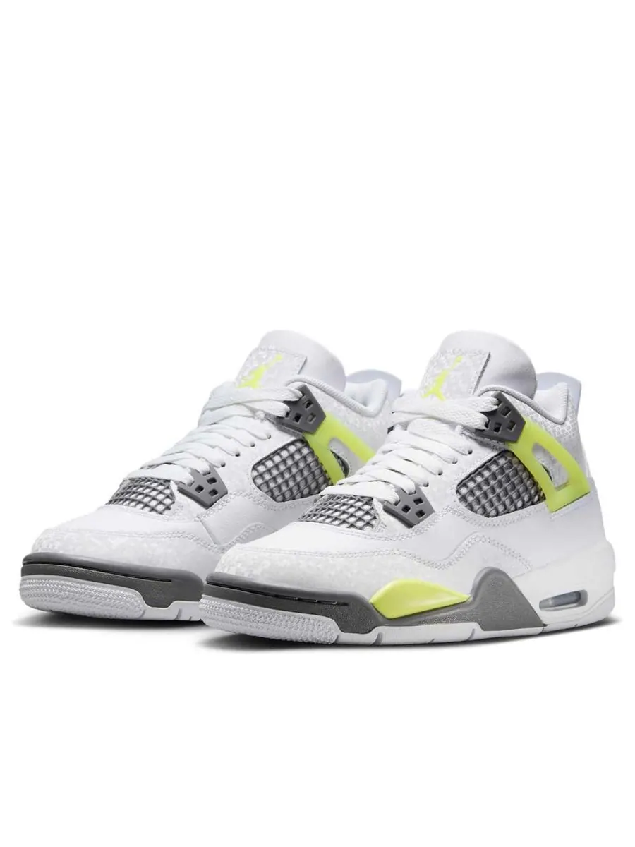 Кроссовки (GS) Air Jordan 4 Retro 'Light Lemon Twist' — изображение 3 из 6, белый