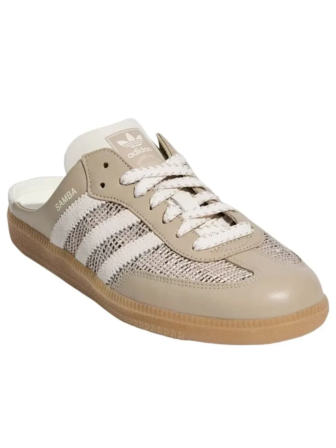 Мужские тапочки-мюли с закрытым носком Adidas Samba — изображение 4 из 5, бежевый