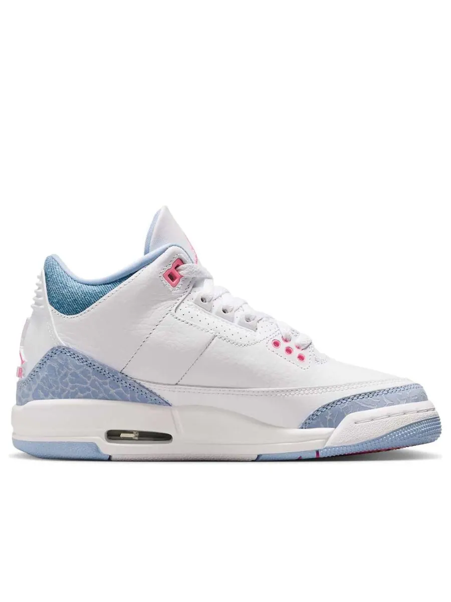 Кроссовки (GS) Air Jordan 3 'White Cobalt Bliss' — изображение 2 из 6, белый