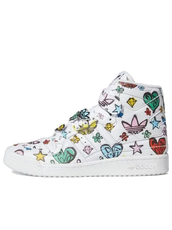 Кроссовки jeremy scott x forum 84 высокие Adidas — изображение 1 из 4, белый/белый/черный