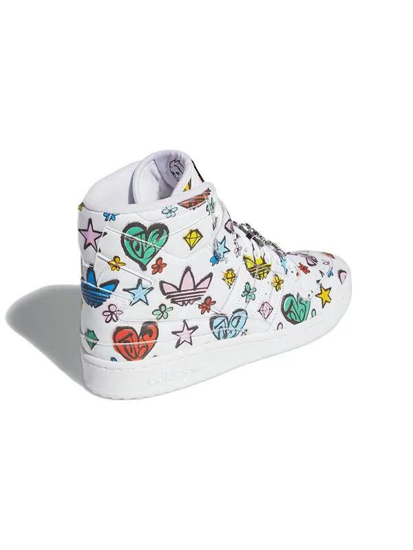 Кроссовки jeremy scott x forum 84 высокие Adidas — изображение 4 из 4, белый/белый/черный