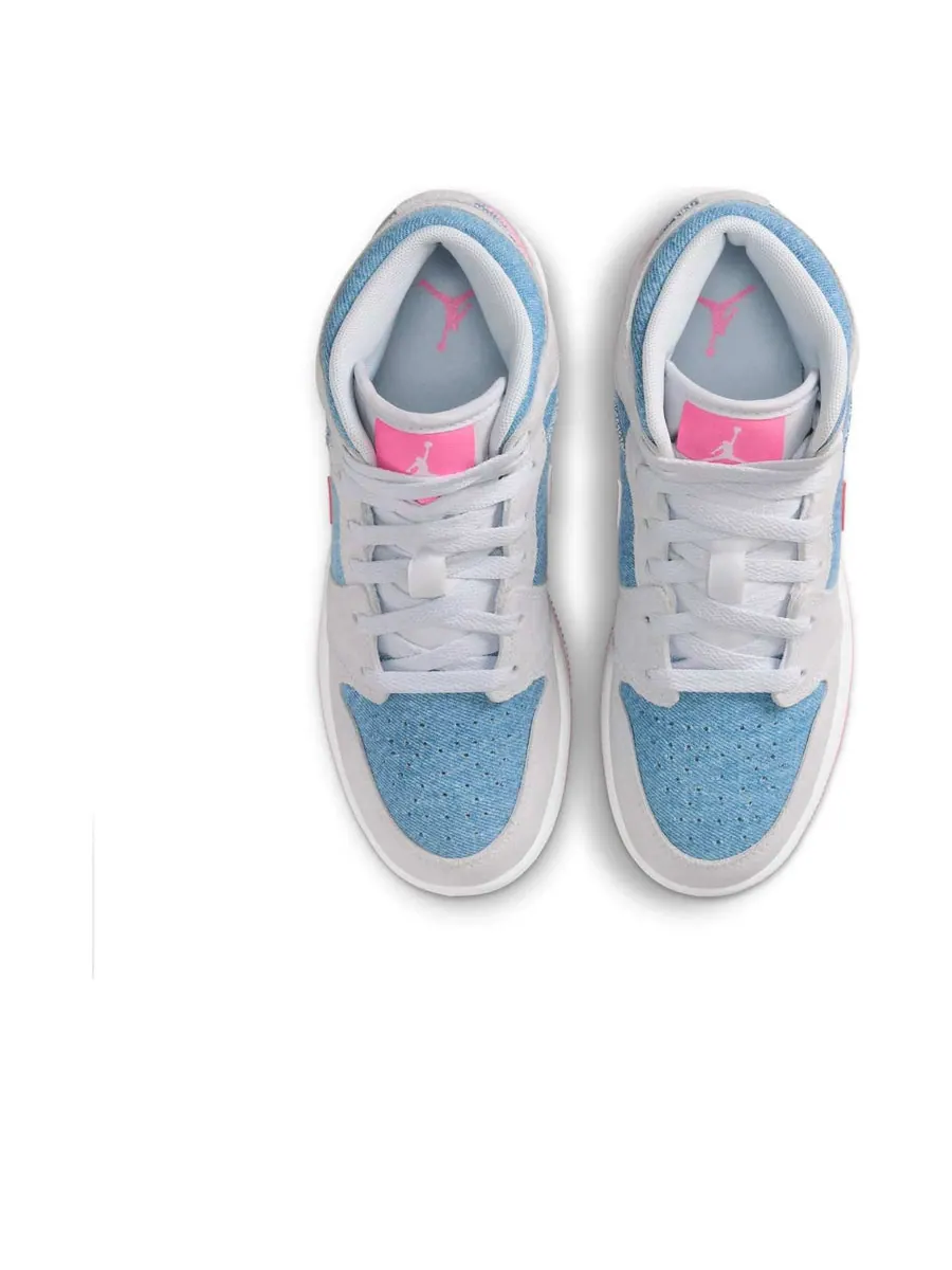 Кроссовки (GS) Air Jordan 1 Mid 'Denim Sequin' — изображение 4 из 6, серый
