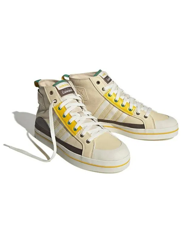 Кроссовки neo city canvas hi Adidas — изображение 3 из 4, белый/желтый