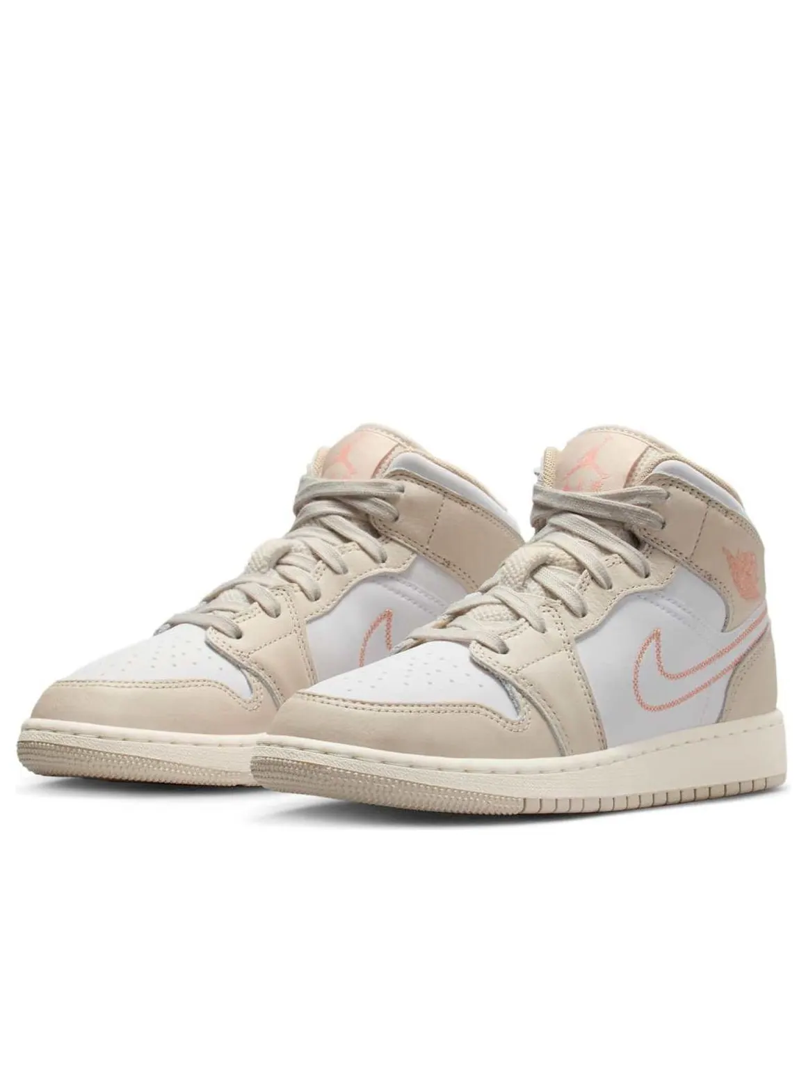 Кроссовки (GS) Air Jordan 1 Mid SE 'Sand Drift White' — изображение 4 из 6, бежевый