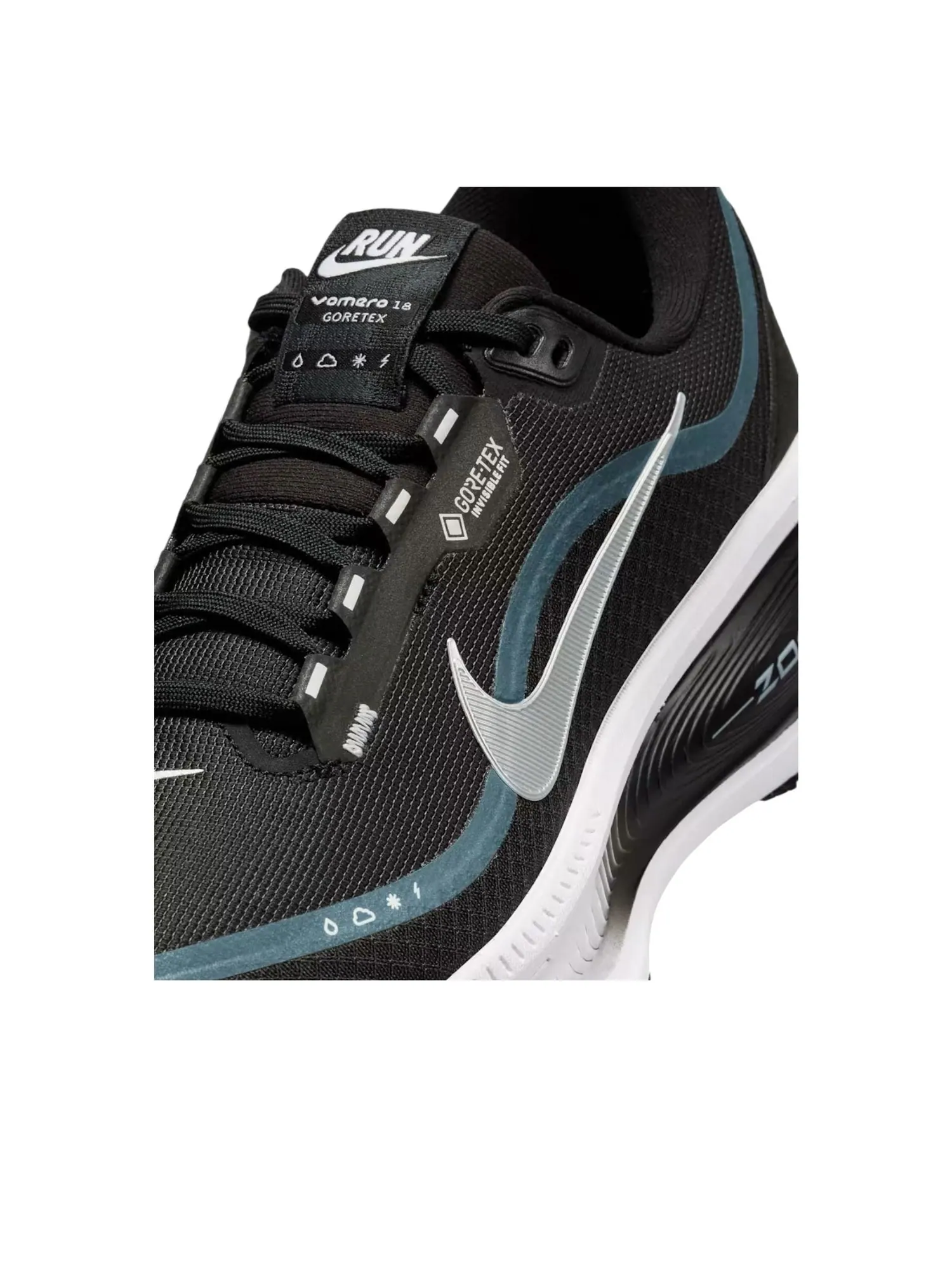 Кроссовки (WMNS) Nike ZoomX Vomero 18 Gore-Tex 'Black White Metallic Silver' — изображение 5 из 6, черный