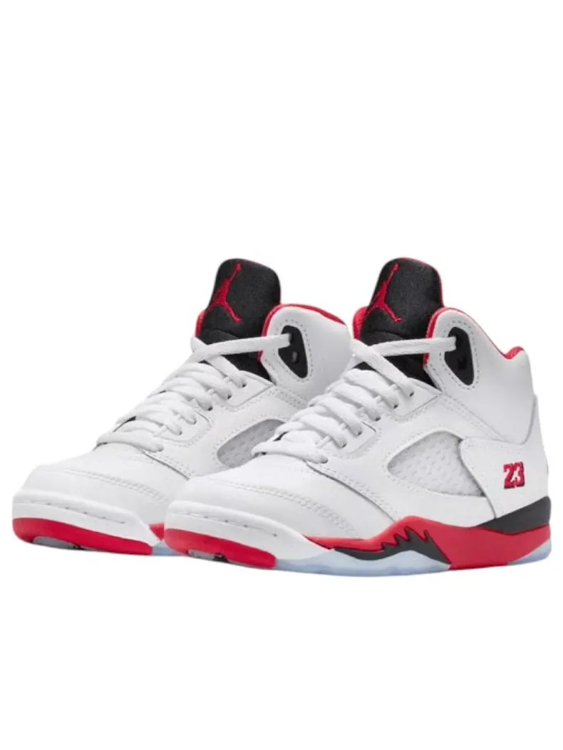 Кроссовки (PS) Air Jordan 5 Retro 'Fire Red Black Tongue 2025' — изображение 4 из 6, белый