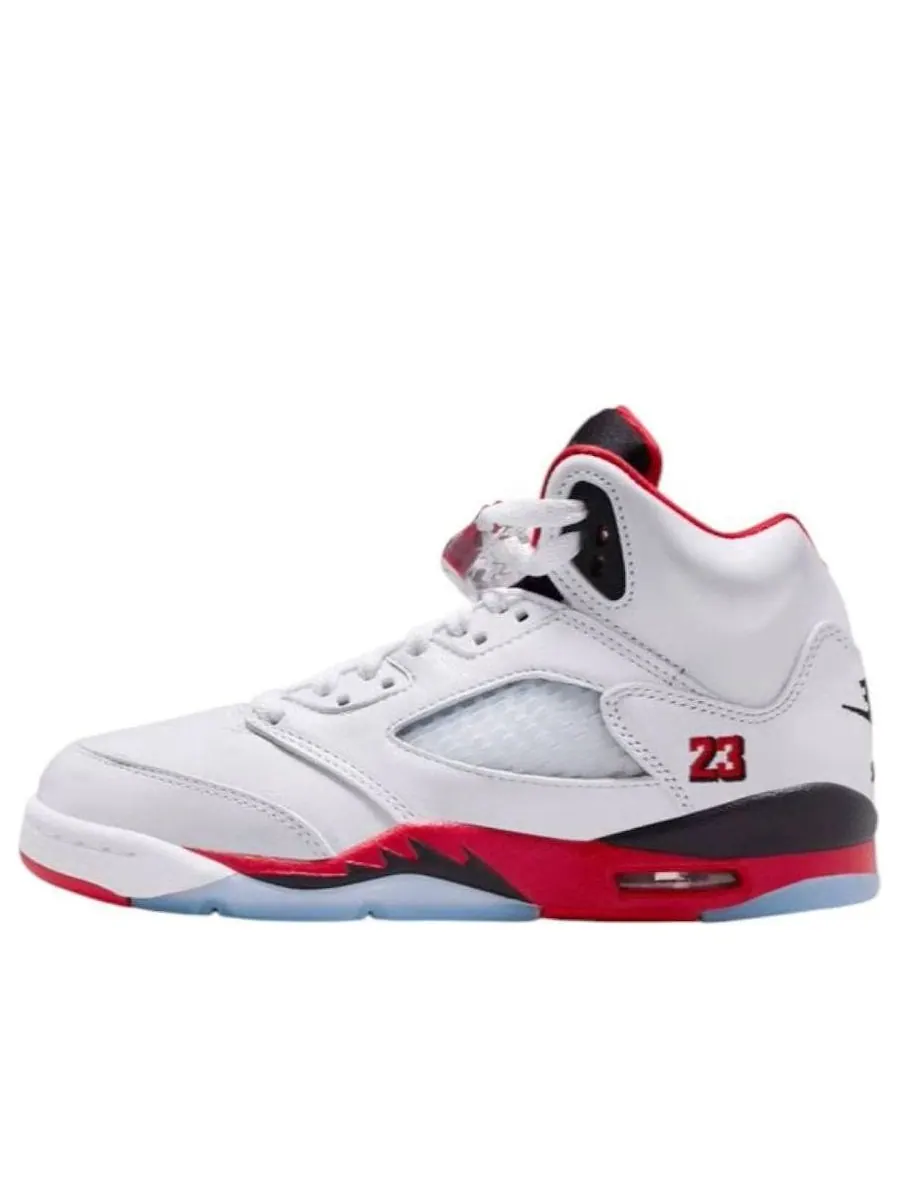 Кроссовки (GS) Air Jordan 5 Retro 'Fire Red Black Tongue 2025' — изображение 1 из 6, белый