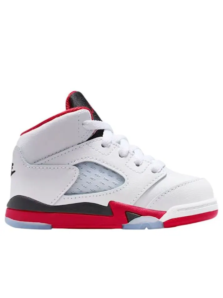 Кроссовки (TD) Air Jordan 5 Retro 'Fire Red Black Tongue 2025' — изображение 2 из 6, белый