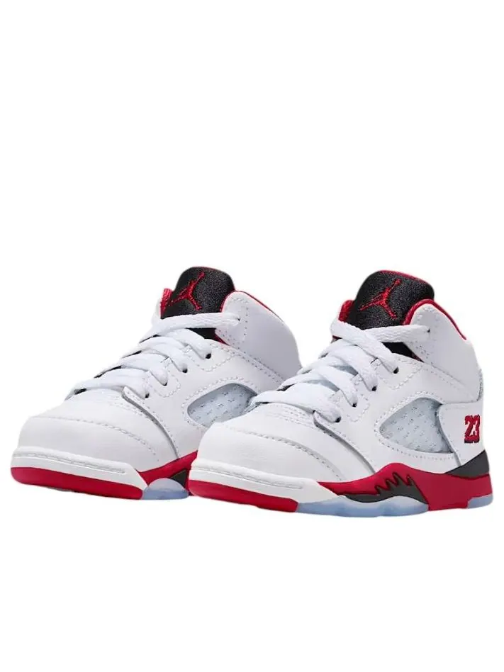 Кроссовки (TD) Air Jordan 5 Retro 'Fire Red Black Tongue 2025' — изображение 4 из 6, белый