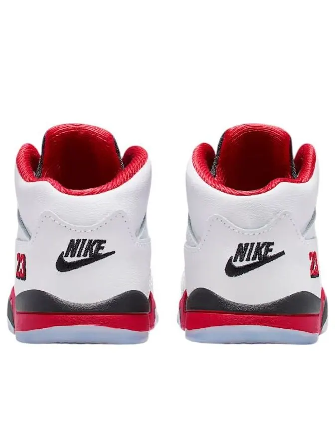 Кроссовки (TD) Air Jordan 5 Retro 'Fire Red Black Tongue 2025' — изображение 5 из 6, белый