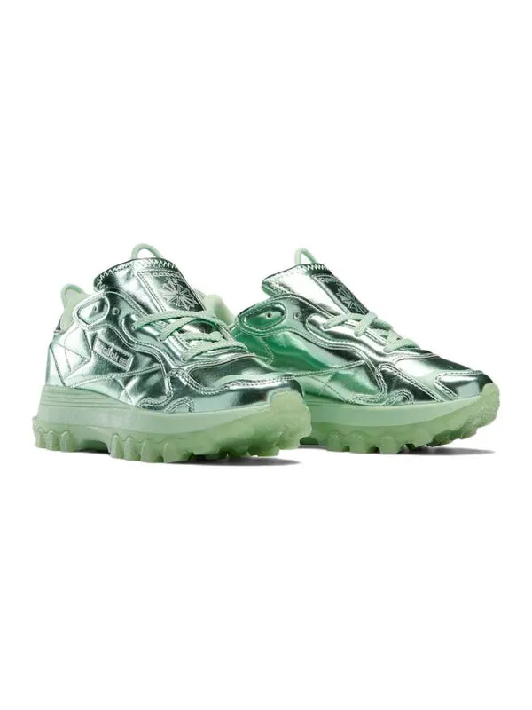 Кроссовки cardi b x classic leather 'semi pixel mint' Reebok — изображение 3 из 4, серебристый металлик