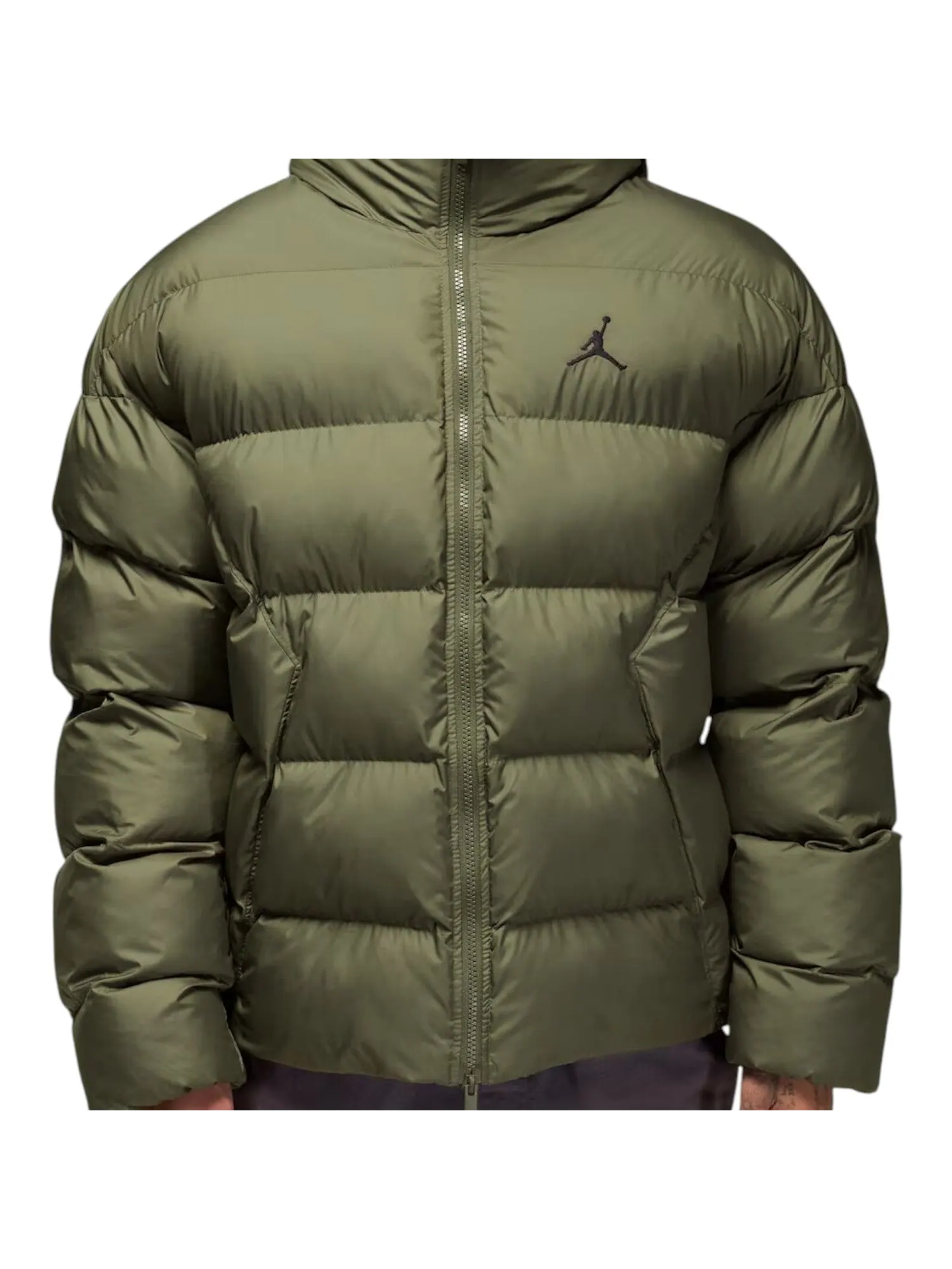 Пуховая куртка Air Jordan Brooklyn Therma-FIT 'Medium Olive Black' — изображение 3 из 4, оливковый/черный