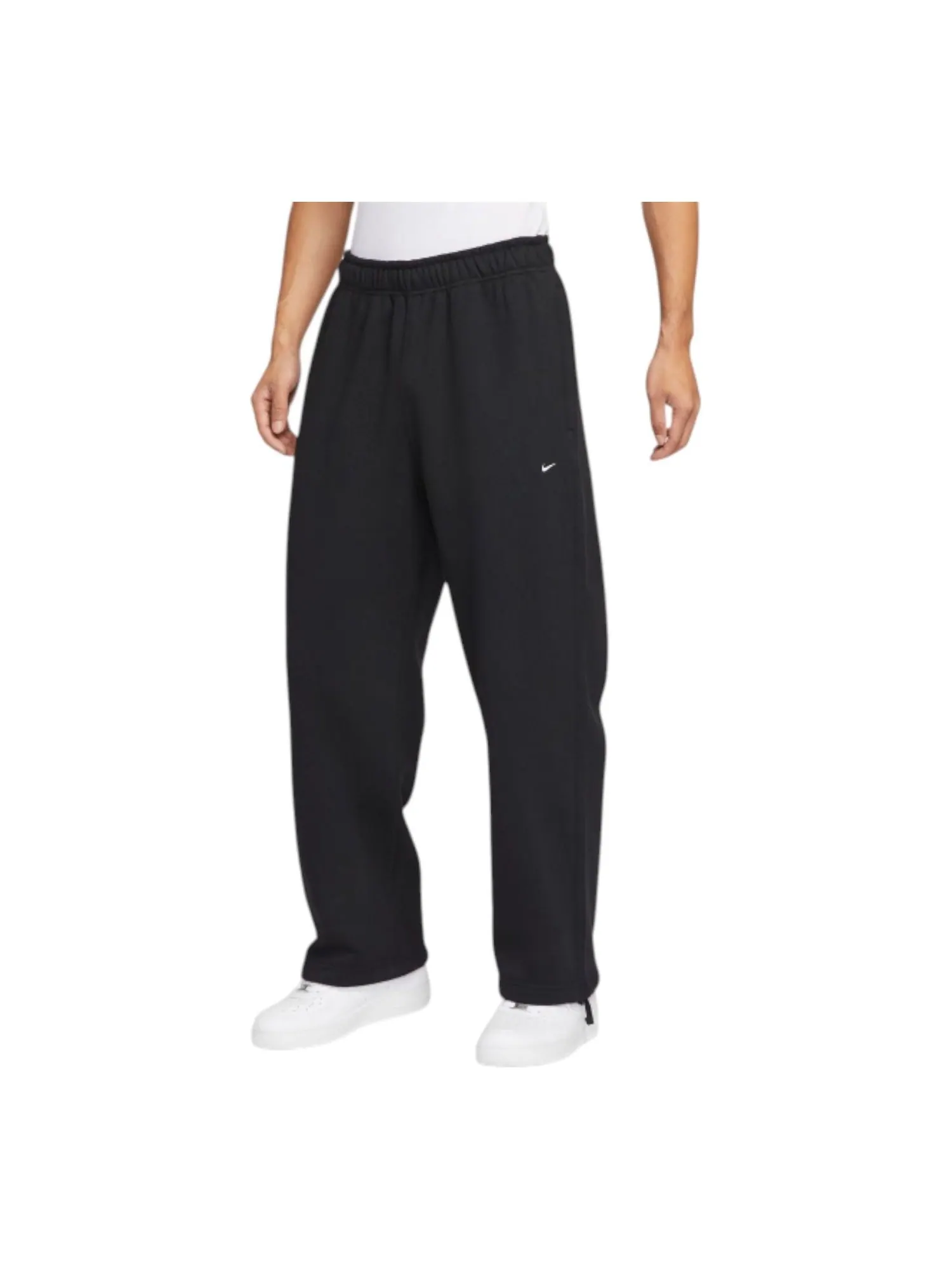 Кроссовки Nike Solo Swoosh Fleece Straight-Leg Trousers 'Black' — изображение 1 из 5, черный