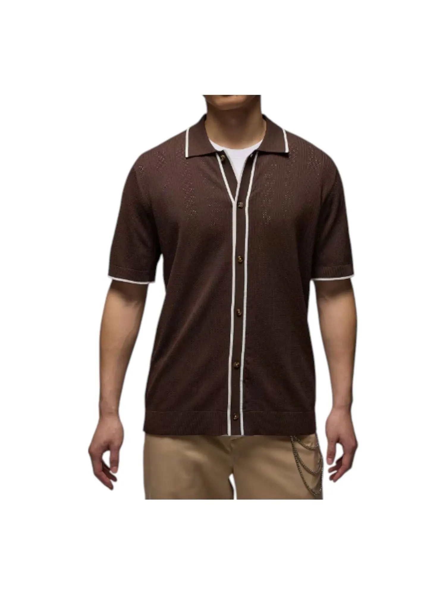 Вязаная рубашка для гольфа Air Jordan Sport Knit Button-Down Golf Top shirt 'Baroque Brown' — изображение 1 из 5
