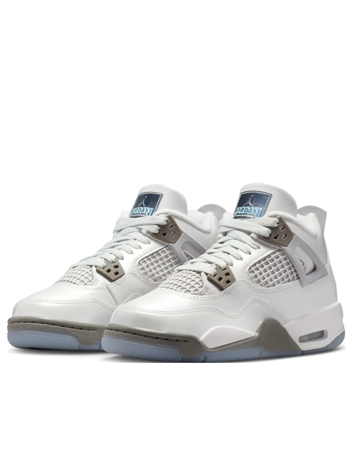 Кроссовки (GS) Air Jordan 4 Retro 'Photon Dust Blue Chill' — изображение 4 из 7, серый