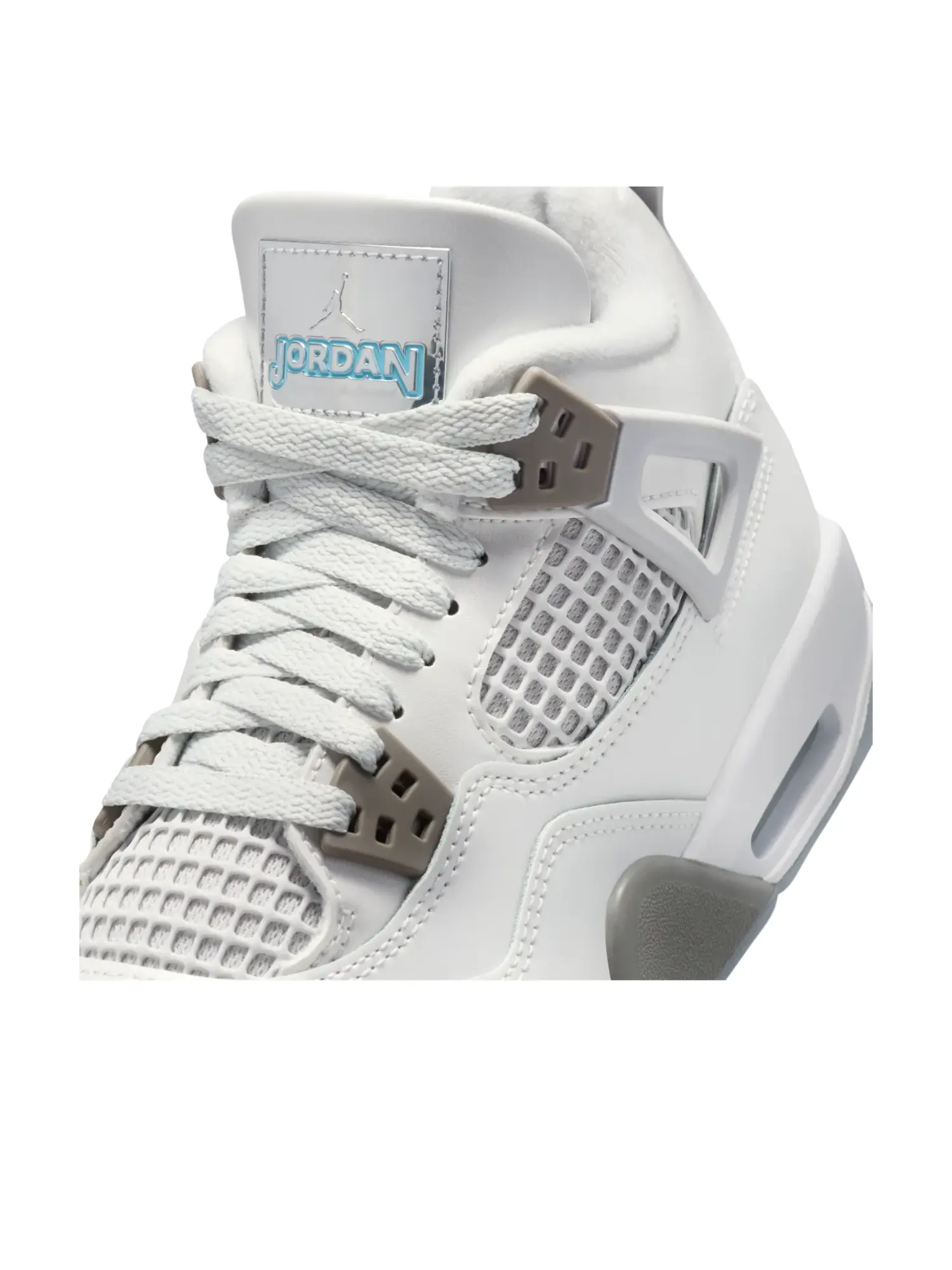 Кроссовки (GS) Air Jordan 4 Retro 'Photon Dust Blue Chill' — изображение 6 из 7, серый