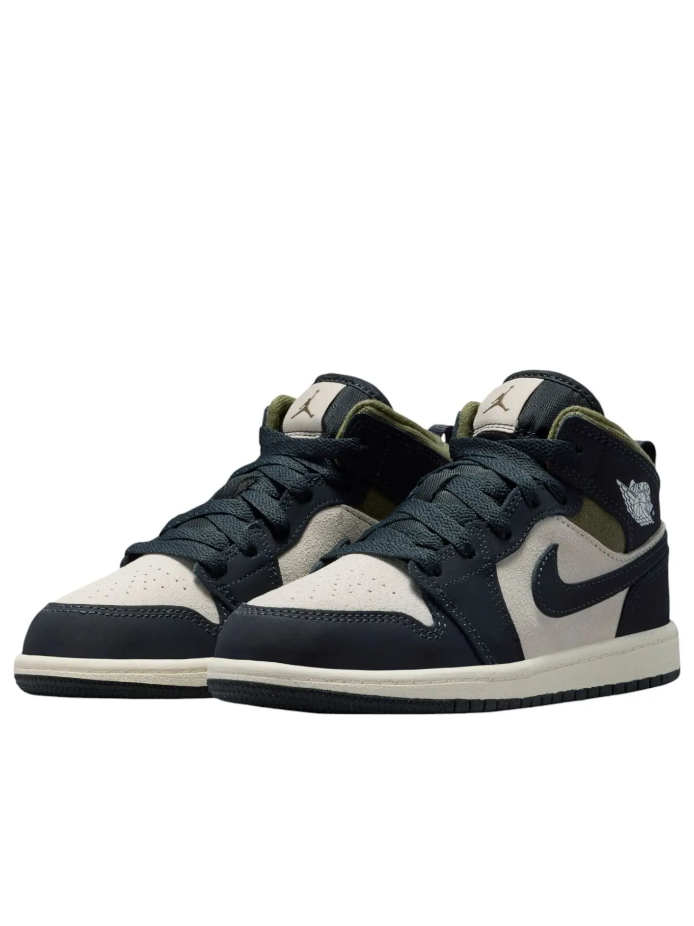 Кроссовки (PS) Air Jordan 1 Mid SE 'Off Noir Medium Olive' — изображение 3 из 6, оливковый зеленый