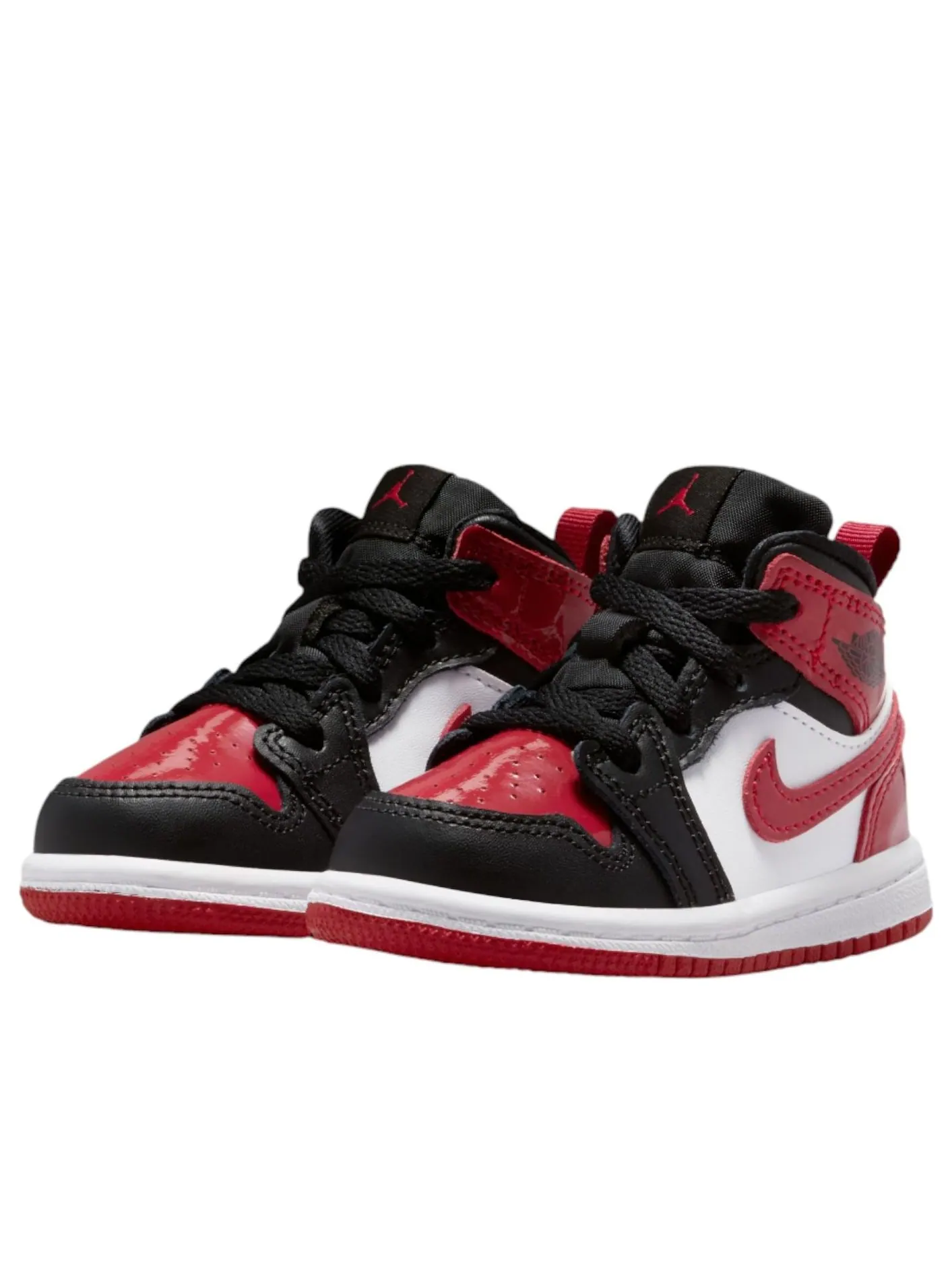 Кроссовки (TD) Air Jordan 1 Mid SE 'Patent Bred Toe' — изображение 3 из 6, красный