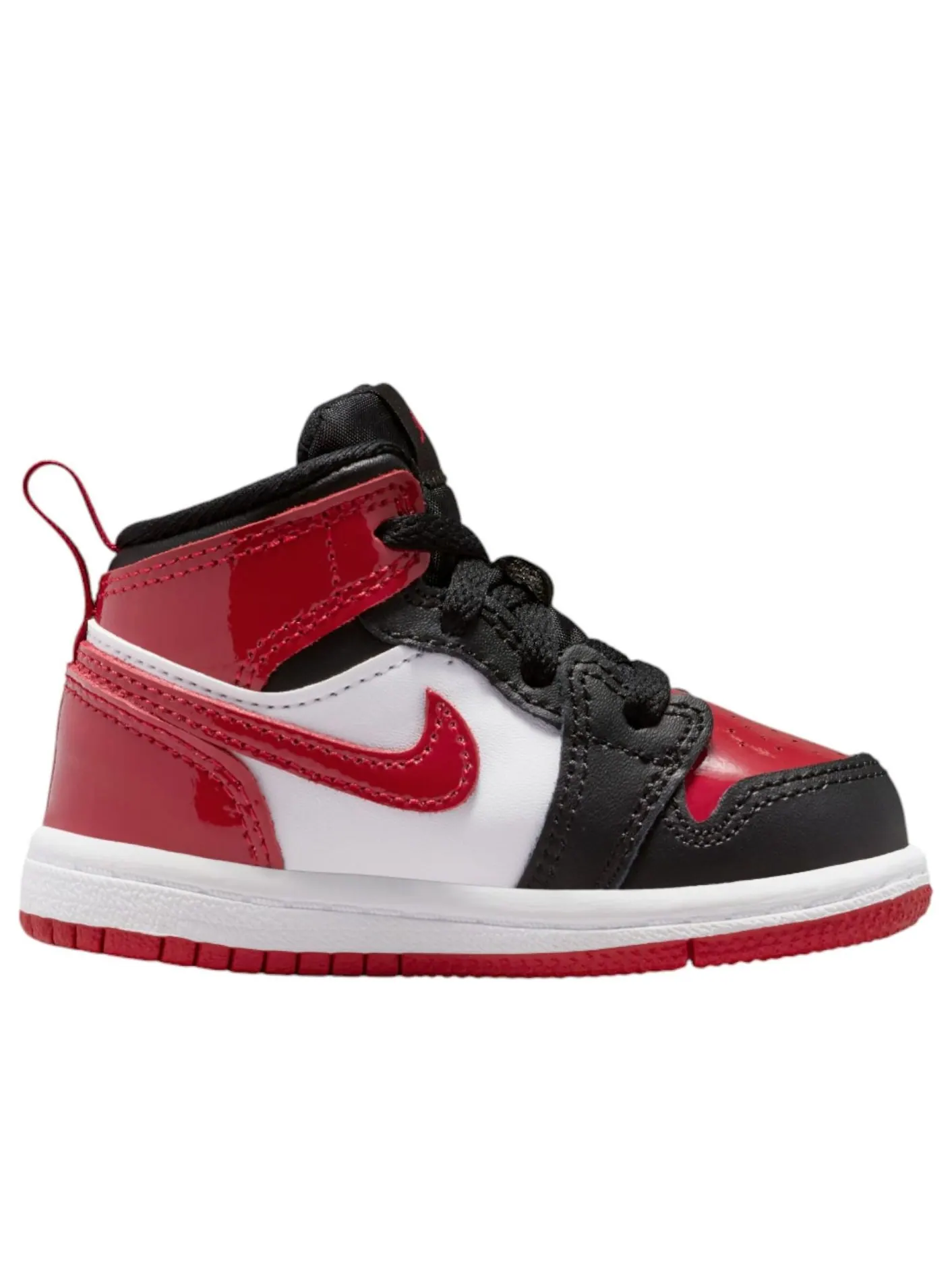 Кроссовки (TD) Air Jordan 1 Mid SE 'Patent Bred Toe' — изображение 6 из 6, красный