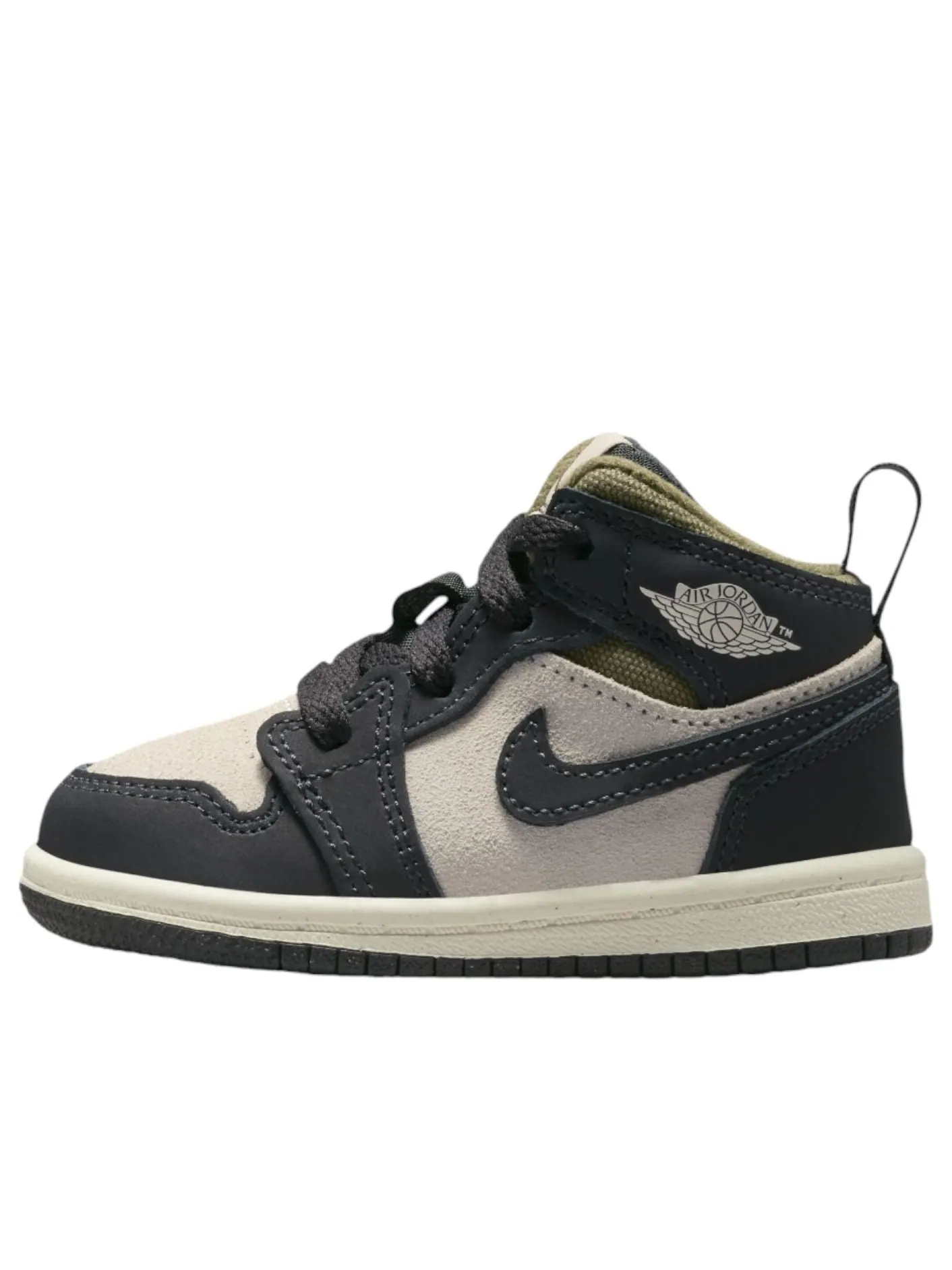 Кроссовки (TD) Air Jordan 1 Mid SE 'Off Noir Medium Olive' — изображение 1 из 6, оливковый зеленый