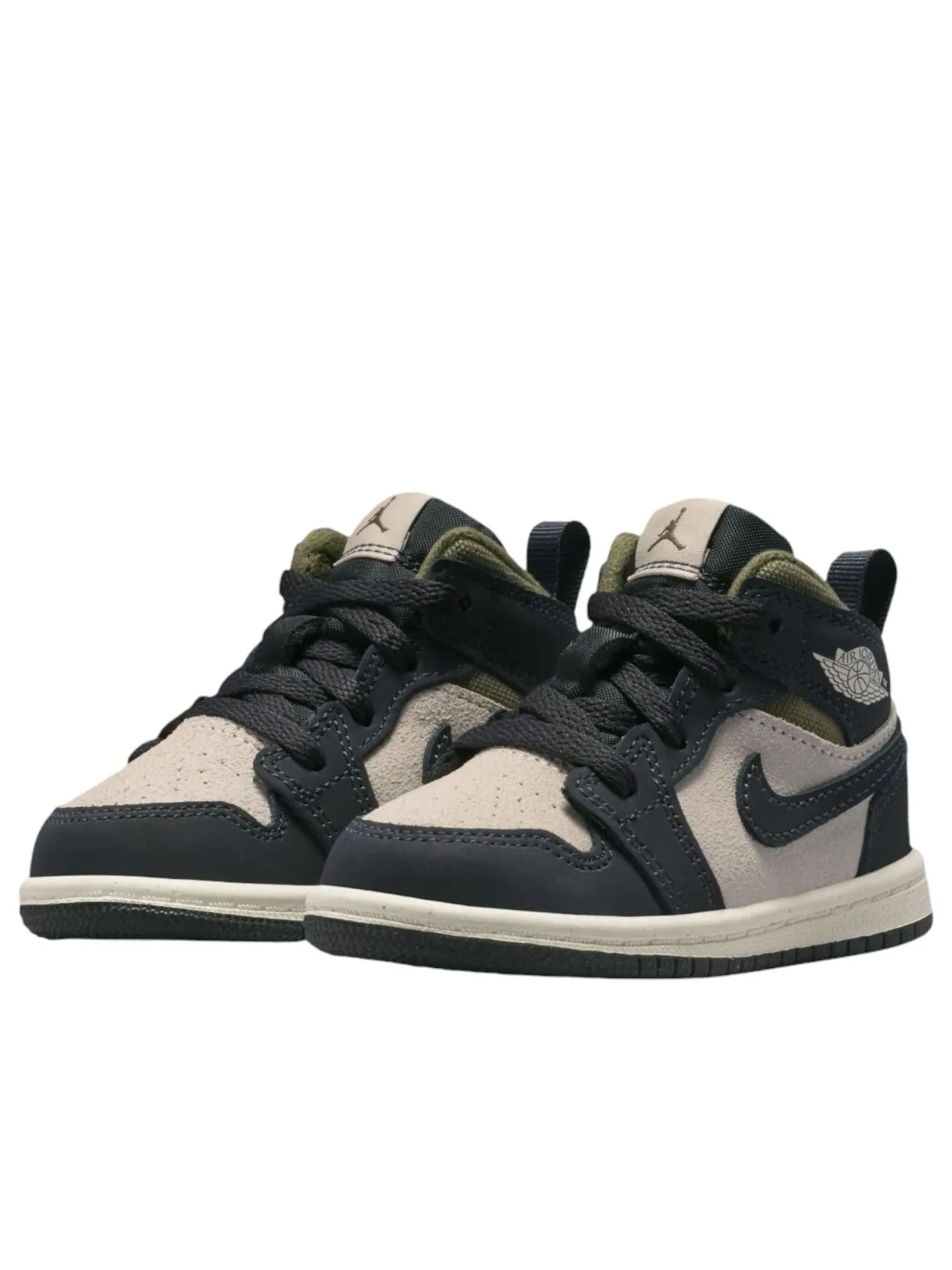 Кроссовки (TD) Air Jordan 1 Mid SE 'Off Noir Medium Olive' — изображение 3 из 6, оливковый зеленый