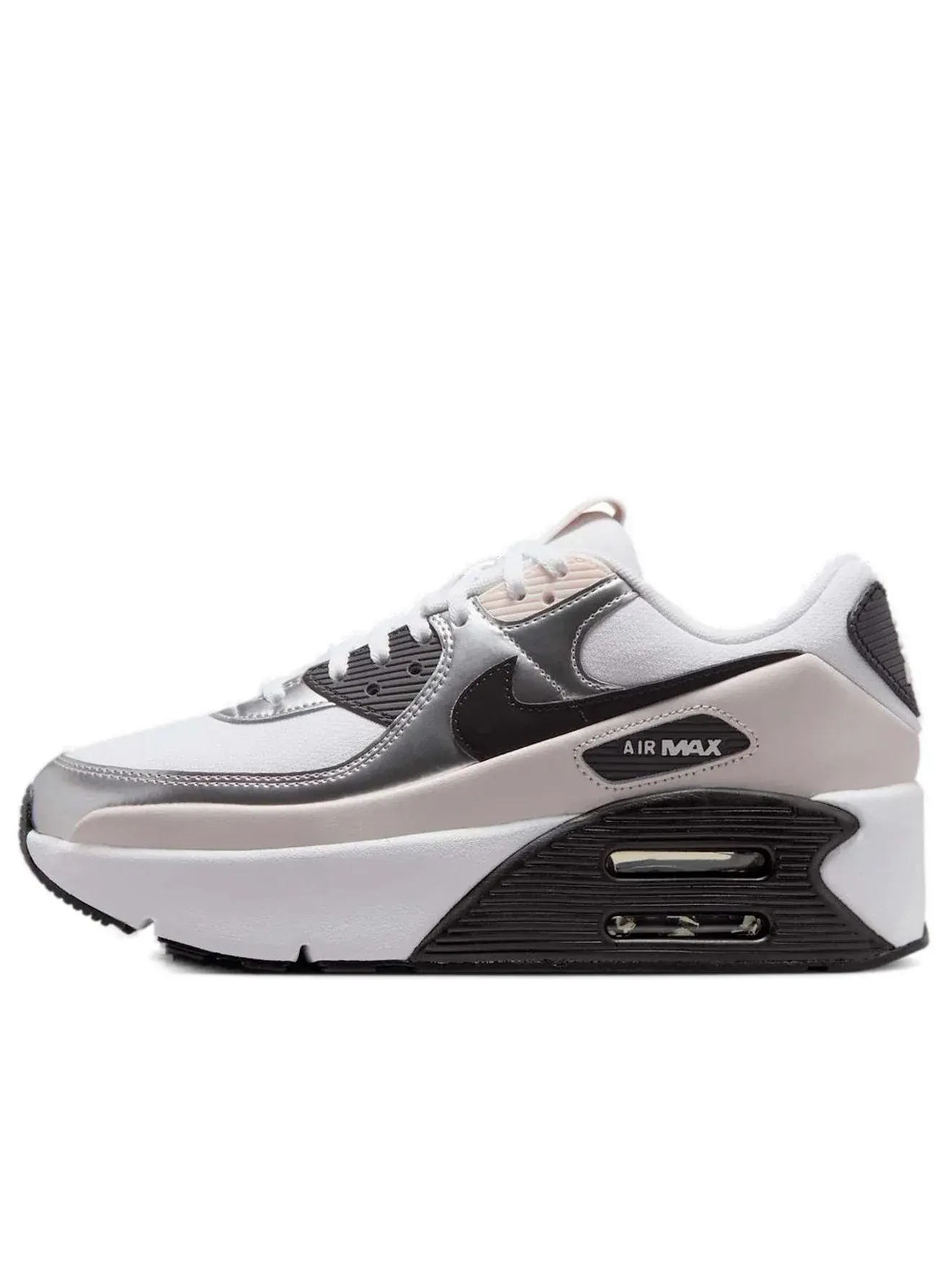 Кроссовки Nike Air Max 90 LV8 'White Metallic Silver Black' IB0170-100 — изображение 1 из 6, белый