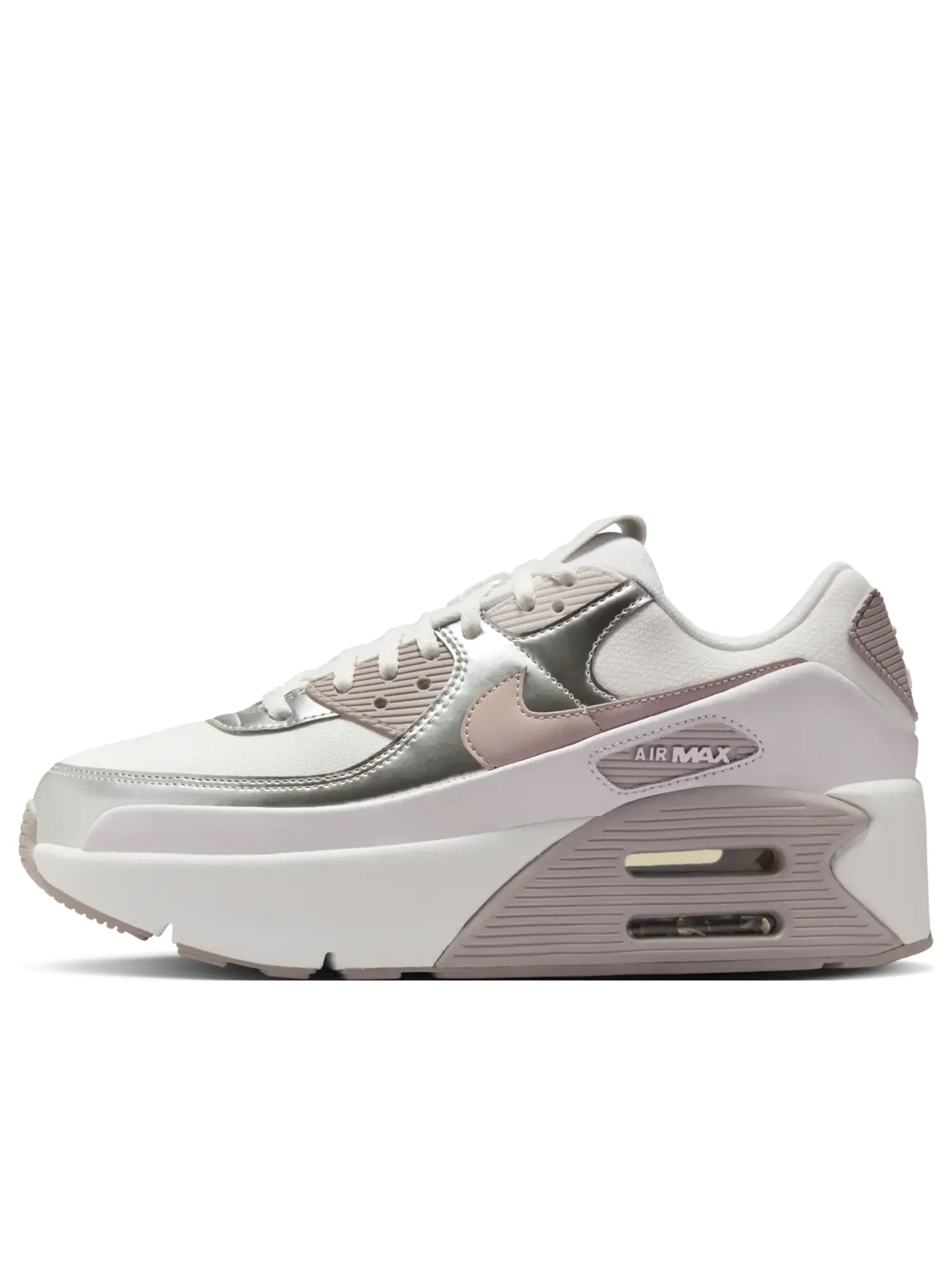 Кроссовки (WMNS) Nike Air Max 90 LV8 'Summit White Bust Gray Metallic Platinum' — изображение 1 из 6, мульти