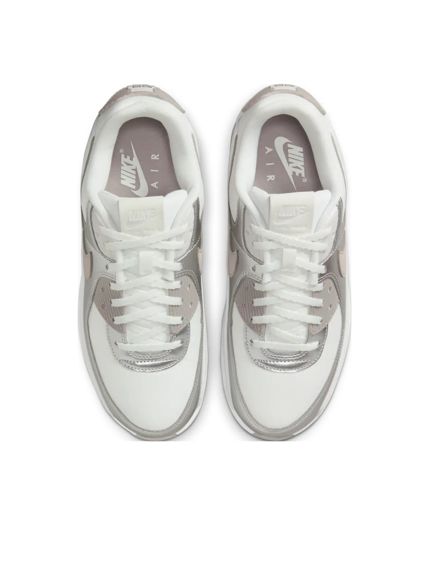 Кроссовки (WMNS) Nike Air Max 90 LV8 'Summit White Bust Gray Metallic Platinum' — изображение 2 из 6, мульти