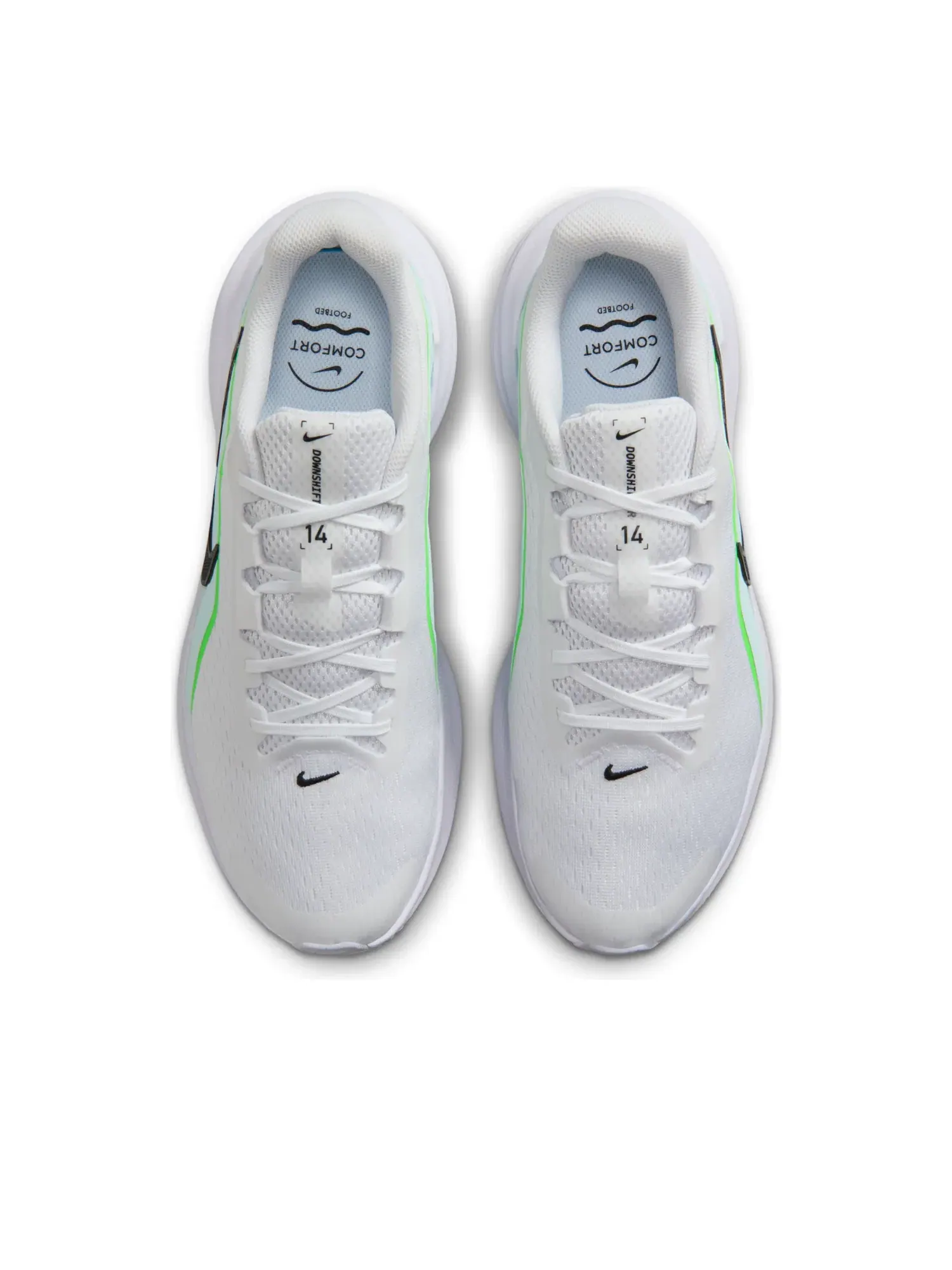 Кроссовки Nike Downshifter 14 'White Glacier Blue Green Strike' IB1895-100 — изображение 2 из 6, белый