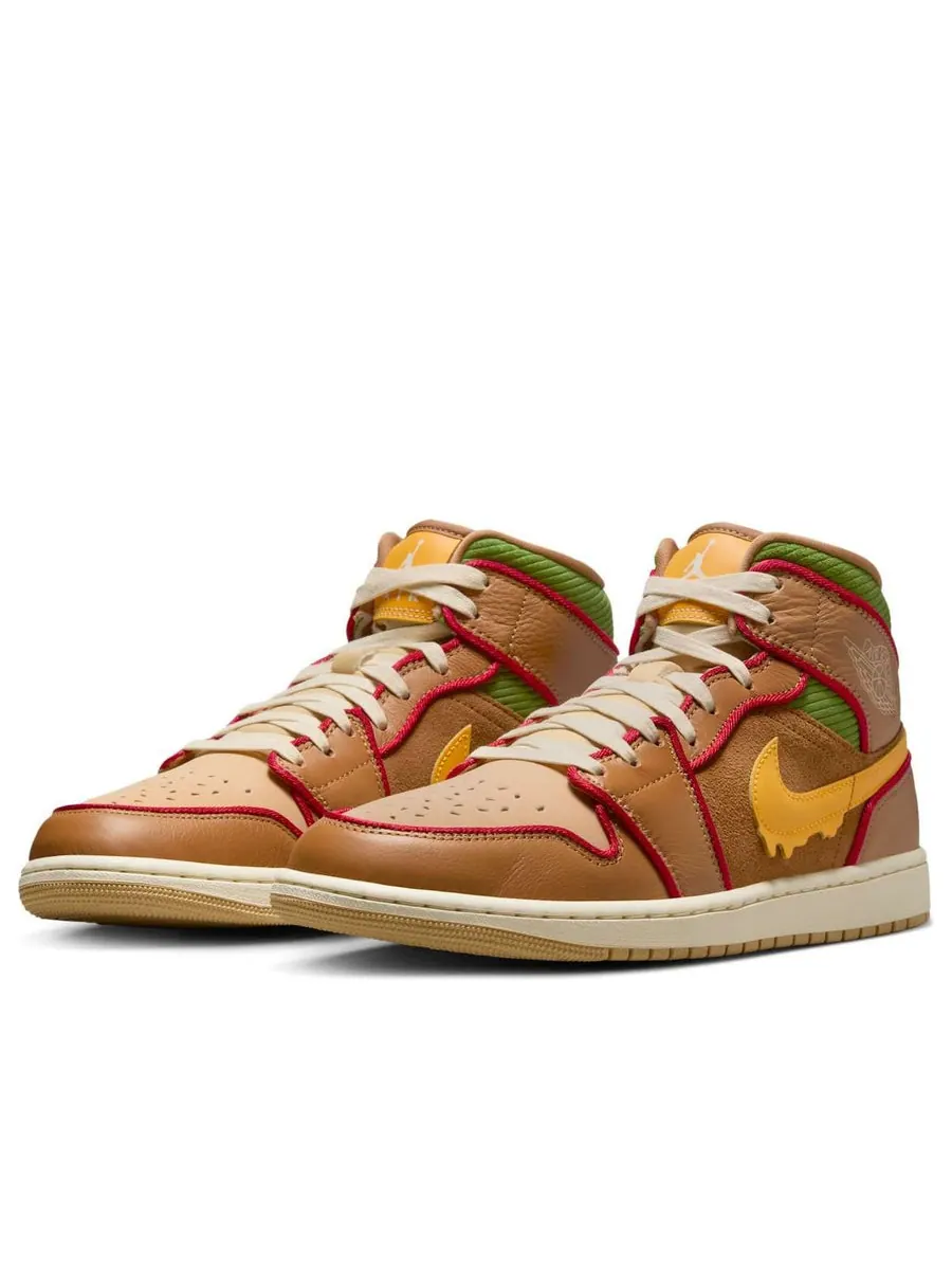 Кроссовки Air Jordan 1 Mid SE 'Cheeseburger' — изображение 3 из 6, бежевый